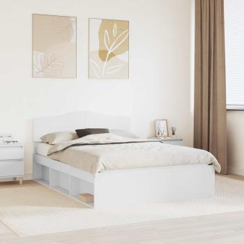 ARDEBO.de - Bettrahmen mit Kopfteil Weiß 160 x 200 cm Massives Kiefernholz