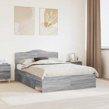 ARDEBO.de - Bettrahmen Graues Sonoma 140 x 200 cm Massives Kiefernholz