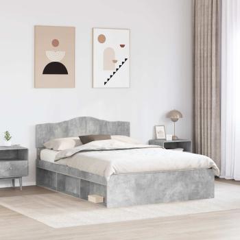 Bettrahmen mit Kopfteil Beton 140 x 190 cm Massives Kiefernholz
