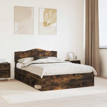 ARDEBO.de - Bettrahmen Geräucherte Eiche 140 x 190 cm Massives Kiefernholz