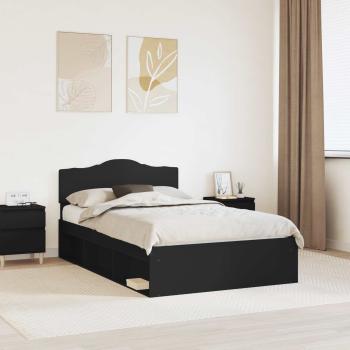 ARDEBO.de - Bettrahmen Schwarz 135 x 190 cm Massives Kiefernholz