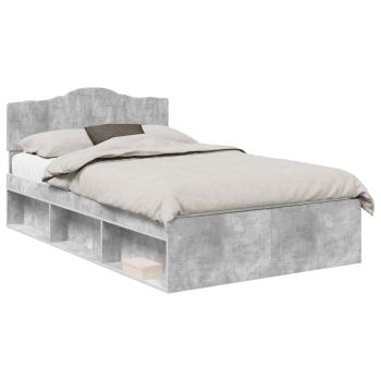 Bettrahmen mit Kopfteil Beton 120 x 190 cm Massives Kiefernholz