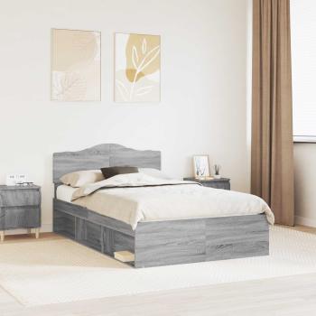 ARDEBO.de - Bettrahmen Graues Sonoma 120 x 190 cm Massives Kiefernholz
