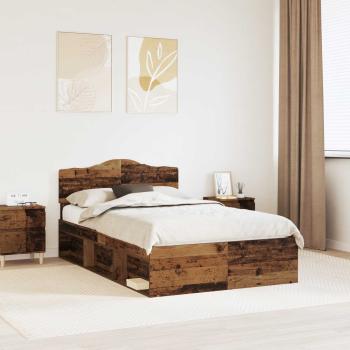 ARDEBO.de - Bettrahmen Altholz 120 x 190 cm Massives Kiefernholz