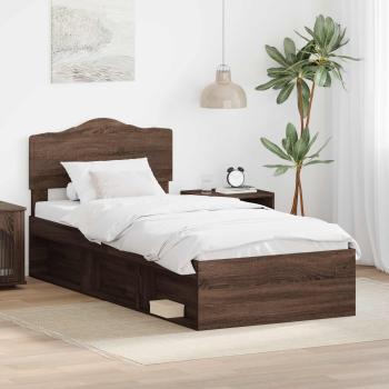 ARDEBO.de - Bettrahmen Braun Eichen-Optik 100 x 200 cm Massives Kiefernholz
