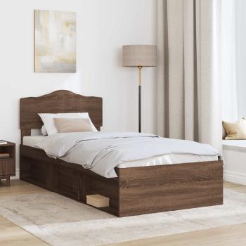 Bettrahmen Braun Eichen-Optik 100 x 200 cm Massives Kiefernholz