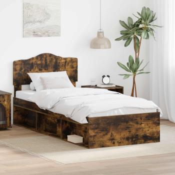 ARDEBO.de - Bettrahmen Geräucherte Eiche 90 x 200 cm Massives Kiefernholz