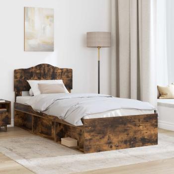 Bettrahmen Geräucherte Eiche 90 x 200 cm Massives Kiefernholz