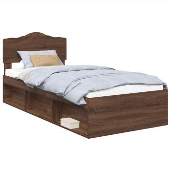 Bettrahmen Braun Eichen-Optik 90 x 200 cm Massives Kiefernholz