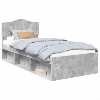 Bettrahmen Beton Grau 90 x 190 cm Massives Kiefernholz