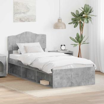 ARDEBO.de - Bettrahmen Beton Grau 75 x 190 cm Massives Kiefernholz
