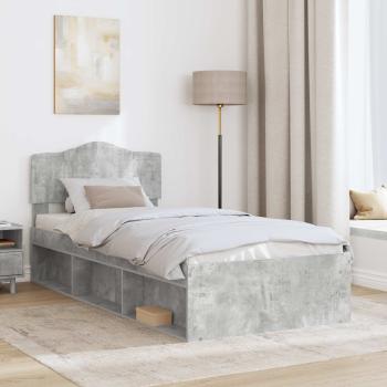 Bettrahmen Beton Grau 75 x 190 cm Massives Kiefernholz