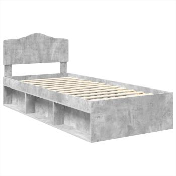 Bettrahmen Beton Grau 75 x 190 cm Massives Kiefernholz