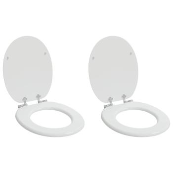 ARDEBO.de - Soft-Close Toilettensitz 2 Stk. Weiß 44 x 38 cm MDF-Platte