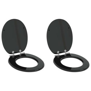 ARDEBO.de - Soft-Close Toilettensitz 2 stk. Schwarz 44 x 38 cm MDF-Platte