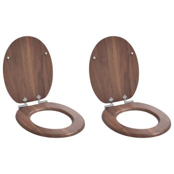 ARDEBO.de - Soft-Close Toilettensitz 2 stk. Braun 44 x 38 cm MDF-Platte