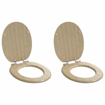 ARDEBO.de - Soft-Close Toilettensitz 2 stk. Heller Bambusfarbton 44 x 38 cm