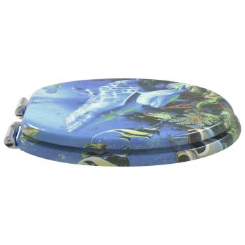 Soft-Close Toilettensitz 2 Stk. Blau 44 x 38 cm MDF-Platte