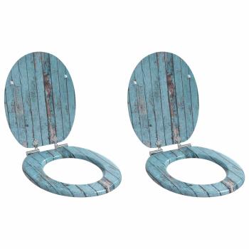 ARDEBO.de - Soft-Close Toilettensitz 2 stk. Blau 44 x 38 cm MDF-Platte