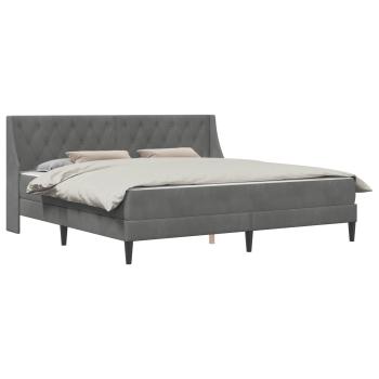 Bettgestell mit Matratze Dunkelgrau 200 x 200 cm Samt