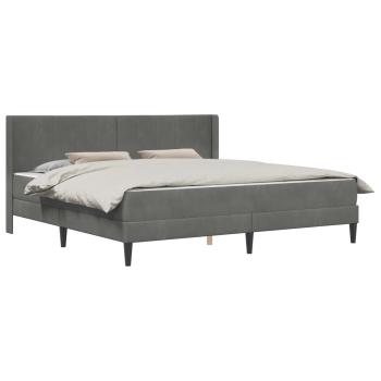 Bettgestell mit Matratze Dunkelgrau 200 x 200 cm Samt