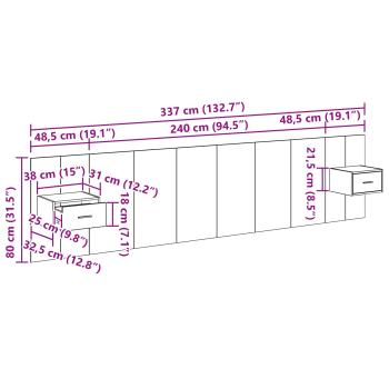 Kopfteil mit Schrank 3 Stk. Artisan-Eiche Holzwerkstoff