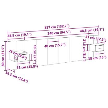 Kopfteil mit Schrank 3 Stk. Schwarz Eichen-Optik Holzwerkstoff