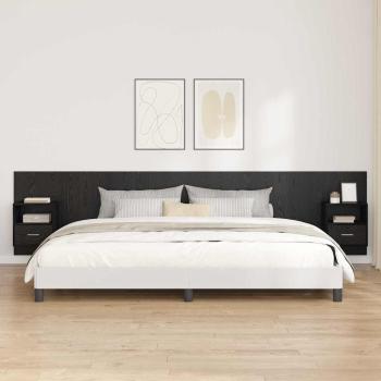 ARDEBO.de - Kopfteil mit Schrank 3 Stk. Schwarz Eichen-Optik Holzwerkstoff