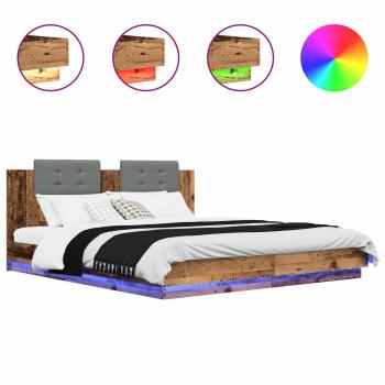 Bettgestell mit Kopfteil Altholz 200 x 200 cm Holzwerkstoff