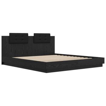 Bettgestell mit Kopfteil Schwarz Eichen-Optik 180 x 200 cm