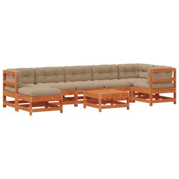 Garten-Lounge-Set 8 Stk. Wachsbraun Massives Kiefernholz
