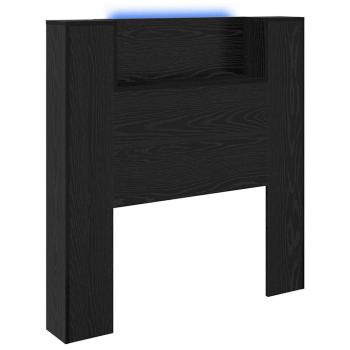 Stauraum Kopfteil mit LED Schwarze Eiche Holzwerkstoff