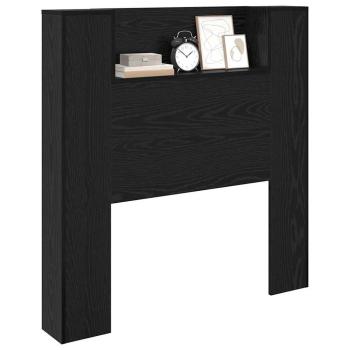 Stauraum Kopfteil mit LED Schwarze Eiche Holzwerkstoff