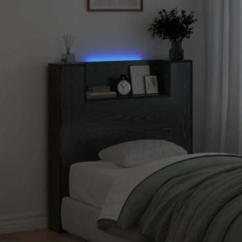 Stauraum Kopfteil mit LED Schwarze Eiche Holzwerkstoff
