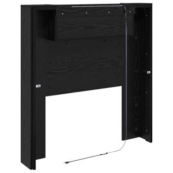 Stauraum Kopfteil mit LED Schwarze Eiche Holzwerkstoff
