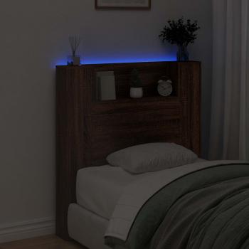 Stauraum Kopfteil mit LED Brauneiche Holzwerkstoff