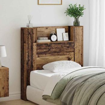 ARDEBO.de - Stauraum Kopfteil mit LED Altholz Holzwerkstoff