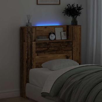 Stauraum Kopfteil mit LED Altholz Holzwerkstoff