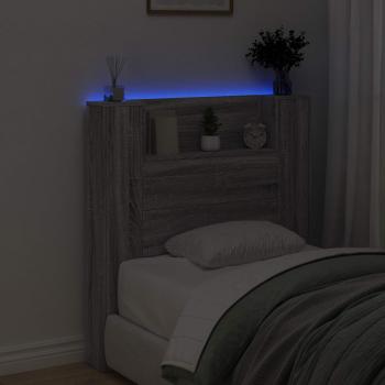 Stauraum Kopfteil mit LED Sonoma-Grau Holzwerkstoff