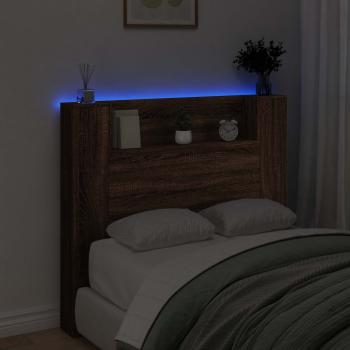 Stauraum Kopfteil mit LED Brauneiche Holzwerkstoff