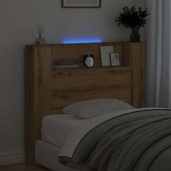 Stauraum Kopfteil mit LED Artisan-Eiche Holzwerkstoff