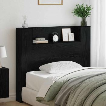 ARDEBO.de - Stauraum Kopfteil mit LED Schwarze Eiche Holzwerkstoff