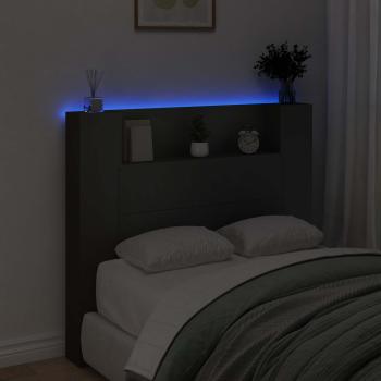 Stauraum Kopfteil mit LED Schwarz Holzwerkstoff