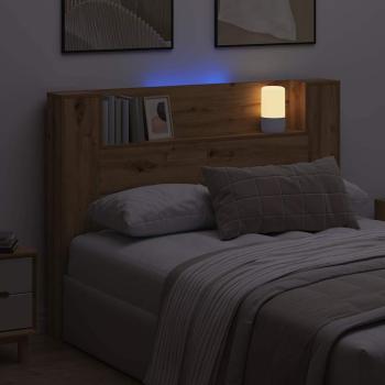 Stauraum Kopfteil mit LED Artisan-Eiche Holzwerkstoff