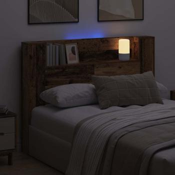 Stauraum Kopfteil mit LED Altholz Holzwerkstoff