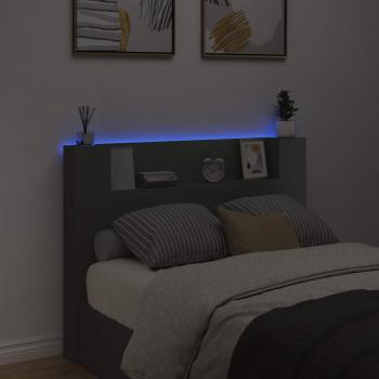 Stauraum Kopfteil mit LED Schwarz Holzwerkstoff