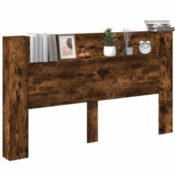 Stauraum Kopfteil mit LED Raucheiche Holzwerkstoff
