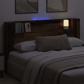 Stauraum Kopfteil mit LED Altholz Holzwerkstoff
