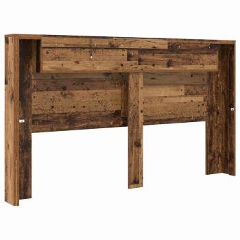 Stauraum Kopfteil mit LED Altholz Holzwerkstoff