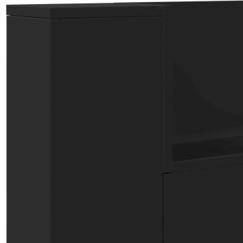 Stauraum Kopfteil mit LED Schwarz Holzwerkstoff